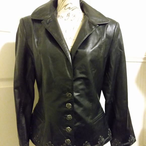 dressy black leather jacket